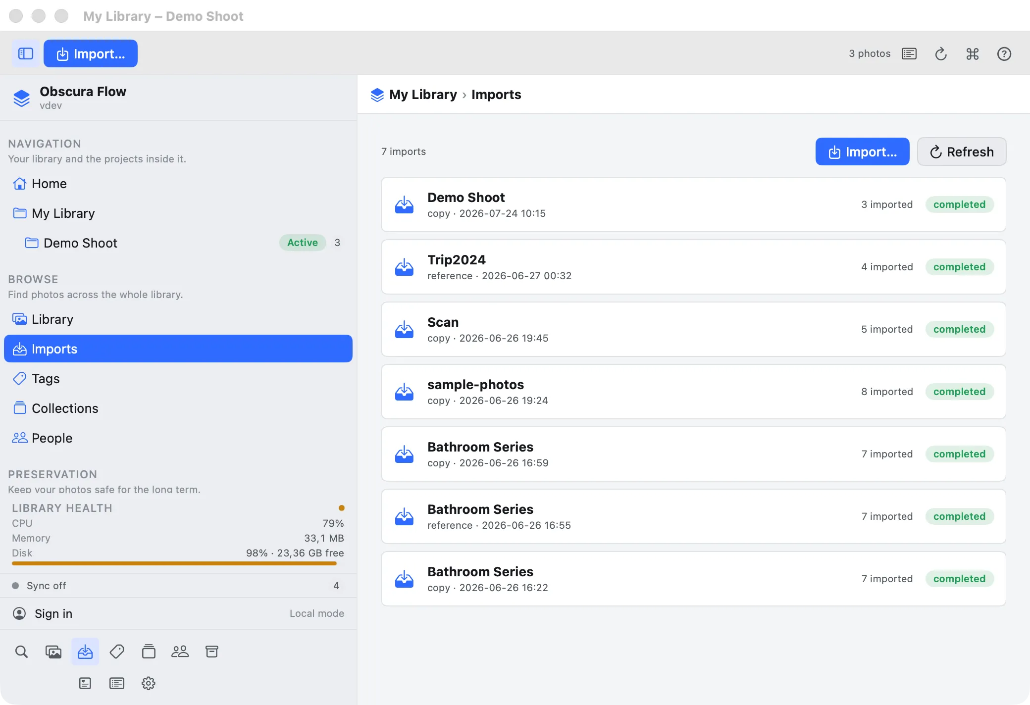 Capture produit Obscura Flow - Reliable import