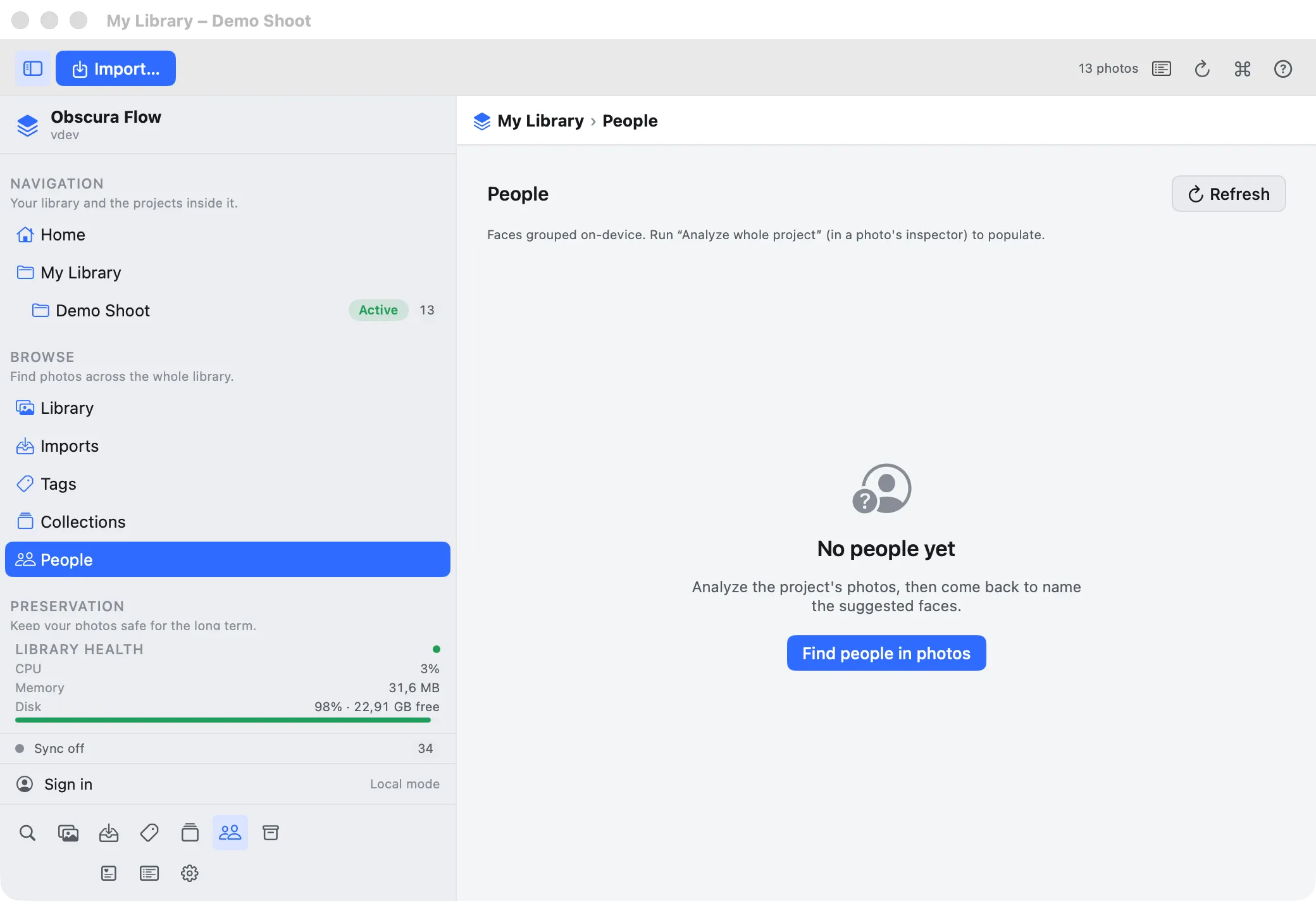 Capture produit Obscura Flow - Local AI analysis