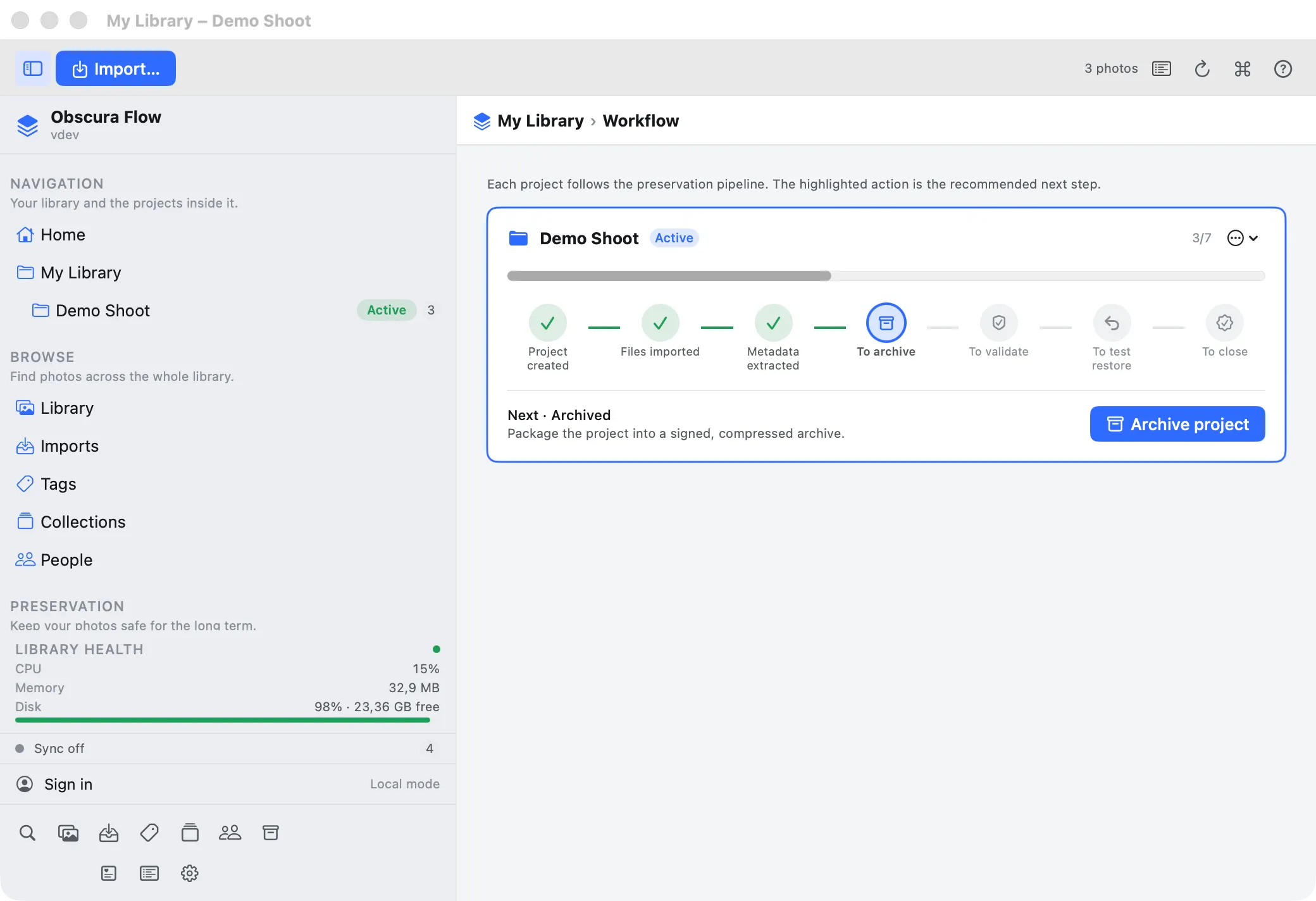 Capture produit Obscura Flow - Projects